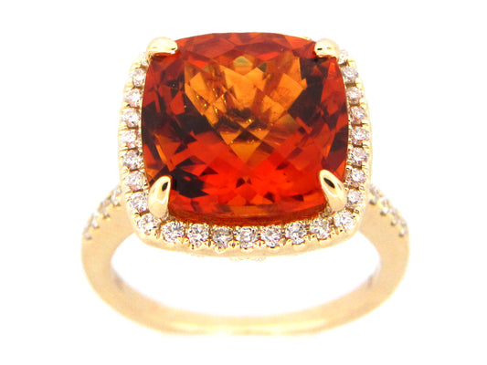 CITRINE & DIAMOND RING, 14KY (H)