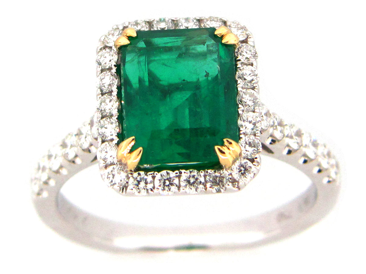 EMERALD & DIAMOND RING, 18KT (O)