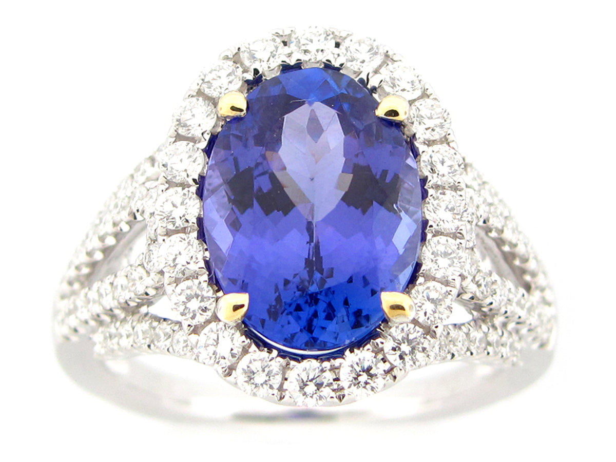 TANZANITE & DIAMOND RING, 18KT (H)