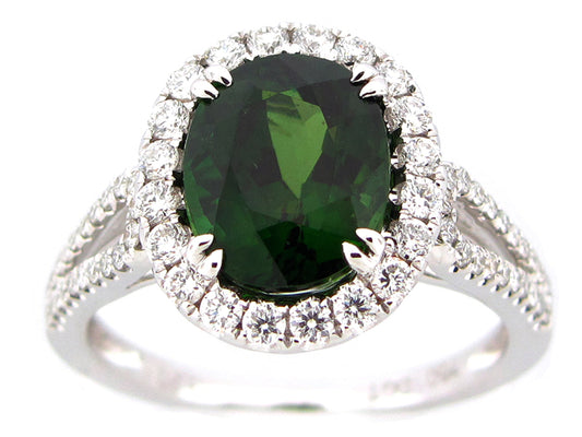 CHROME TOURMALINE & DIAMOND RING, 18KW (N)