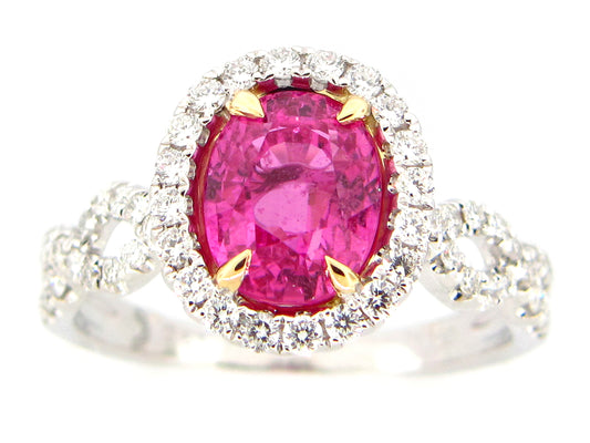 PINK SAPPHIRE & DIAMOND RING, 18KT (H)
