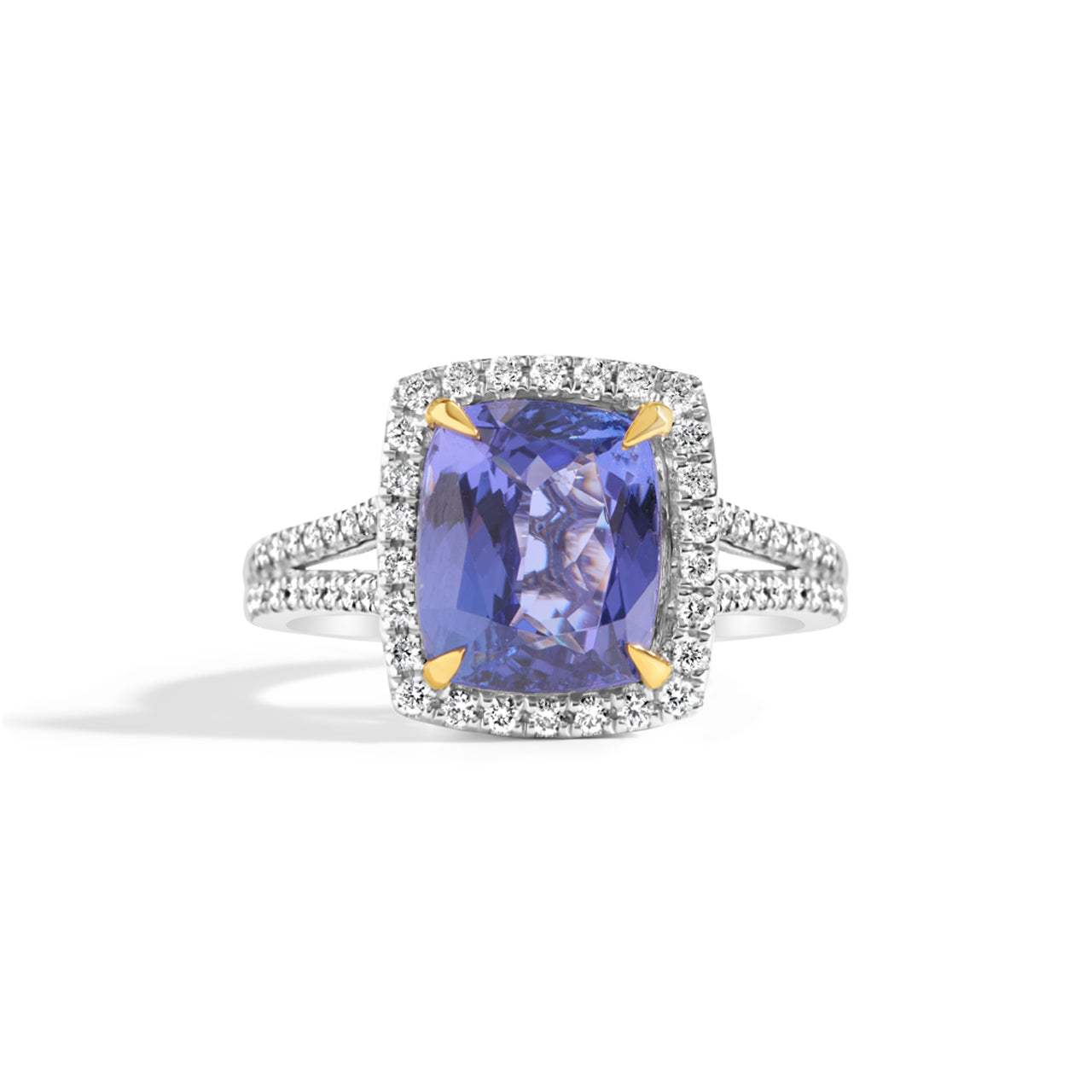 Cushion Tanzanite & Diamond Ring
