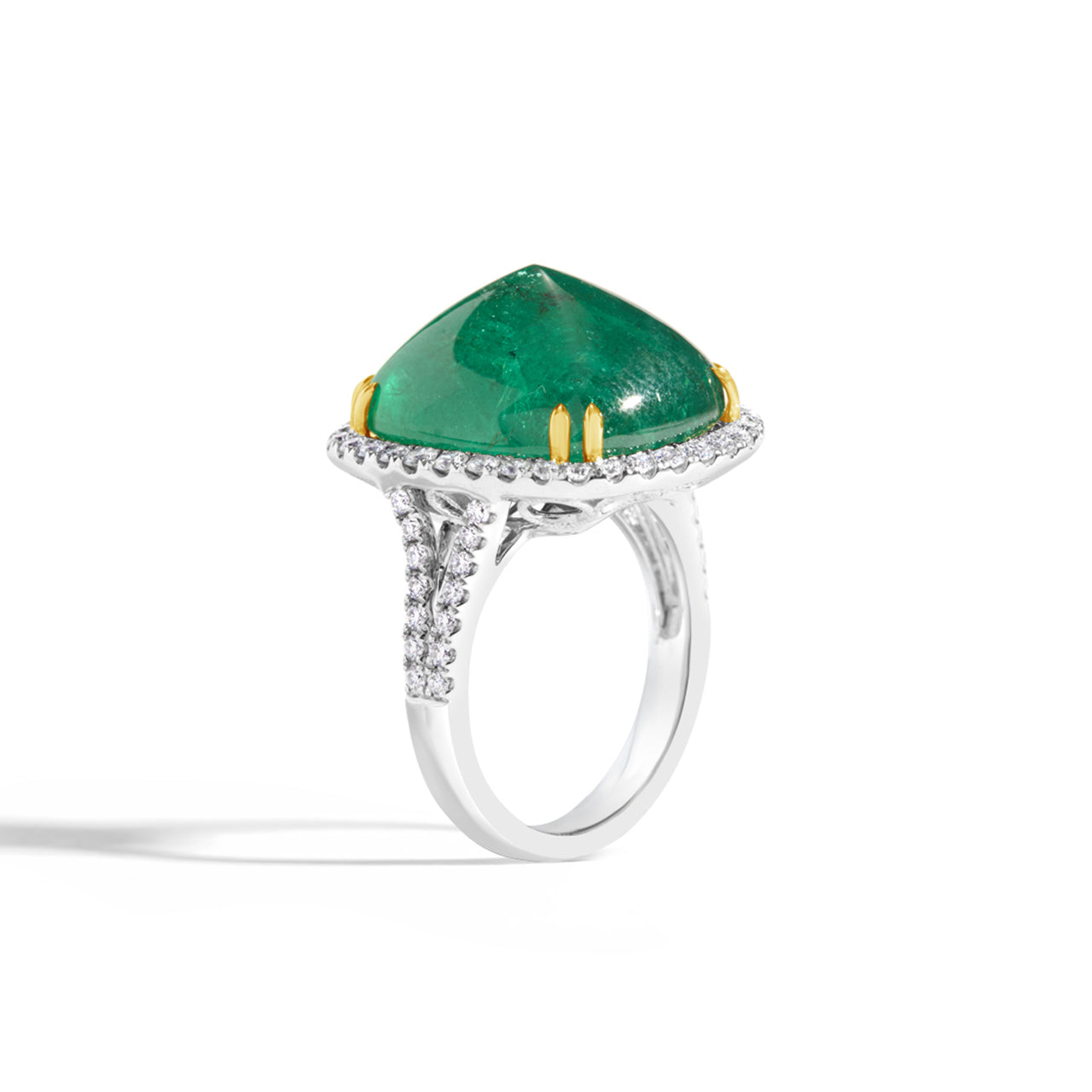 Sugarloaf Emerald & Diamond Ring