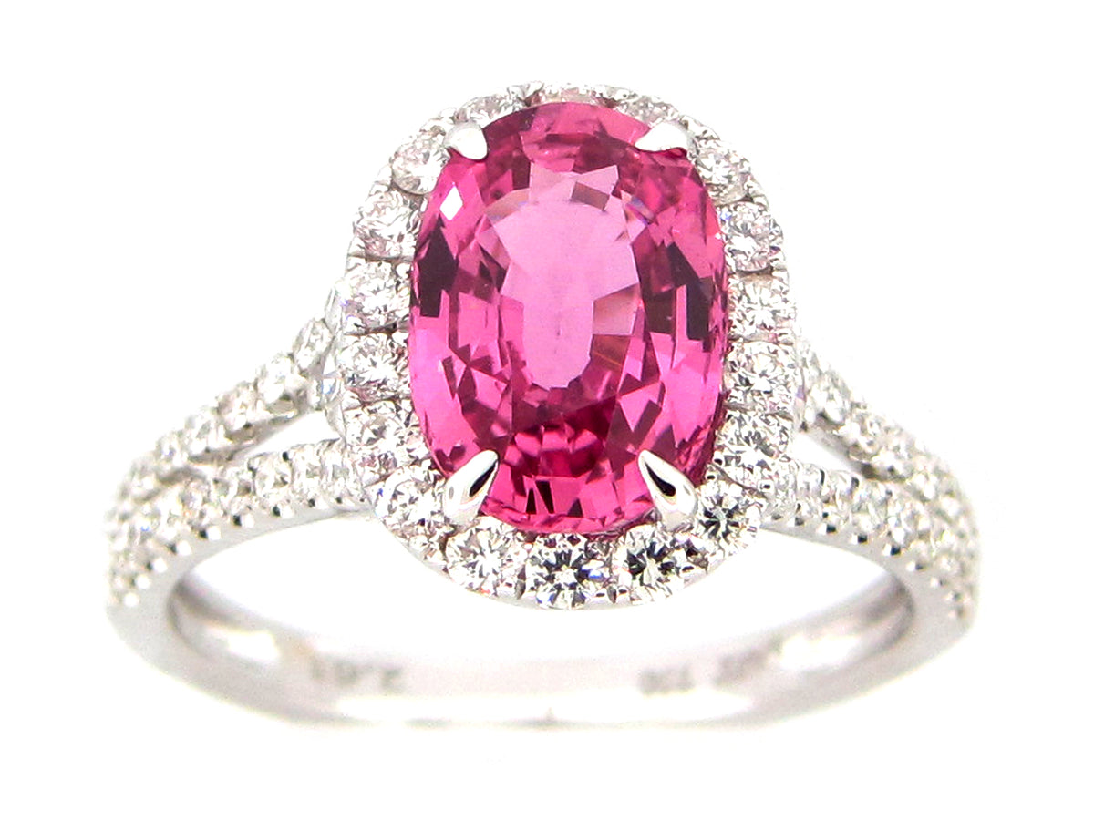 PINK SAPPHIRE & DIAMOND RING, 18KW (H)