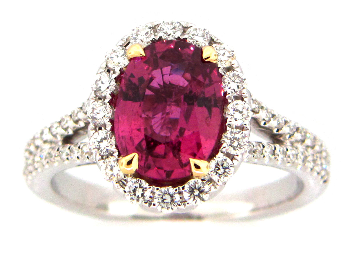 PINK SAPPHIRE & DIAMOND RING, 18KT (H)