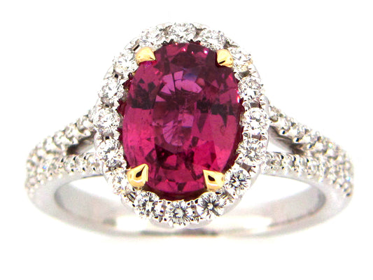 PINK SAPPHIRE & DIAMOND RING, 18KT (H)