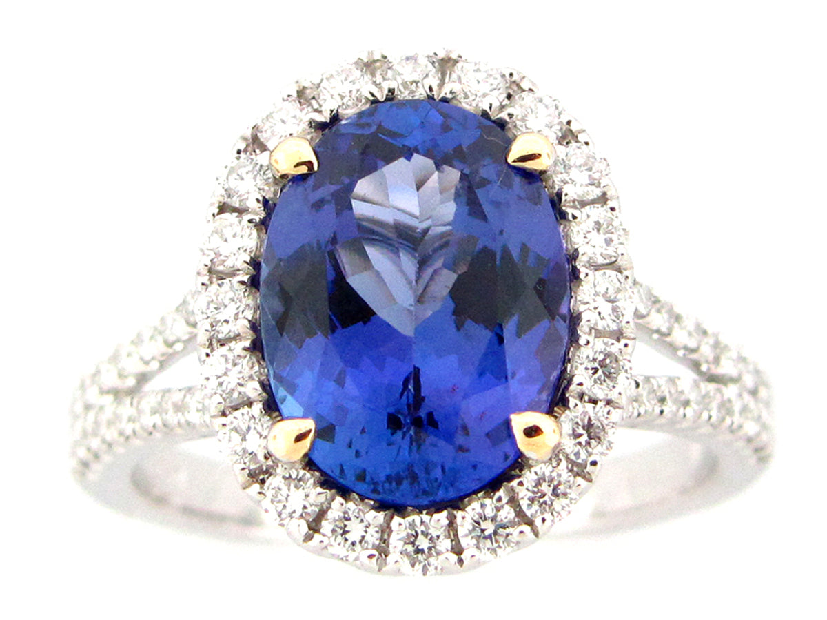 TANZANITE & DIAMOND RING, 18KT (H)