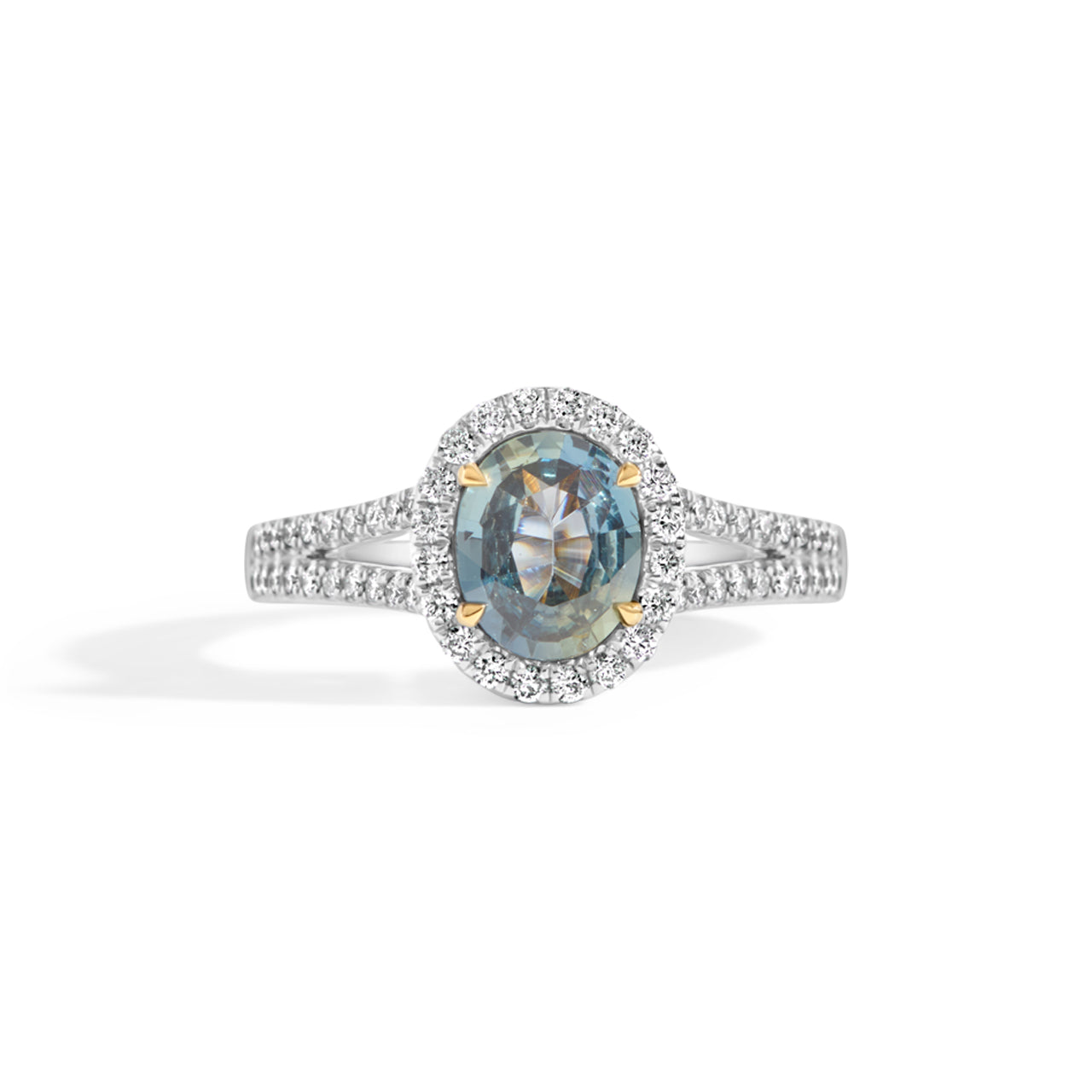 Oval Green Sapphire & Diamond Ring