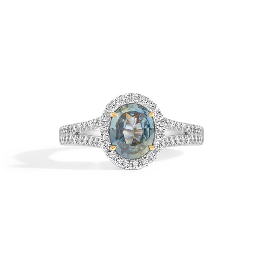 Oval Green Sapphire & Diamond Ring