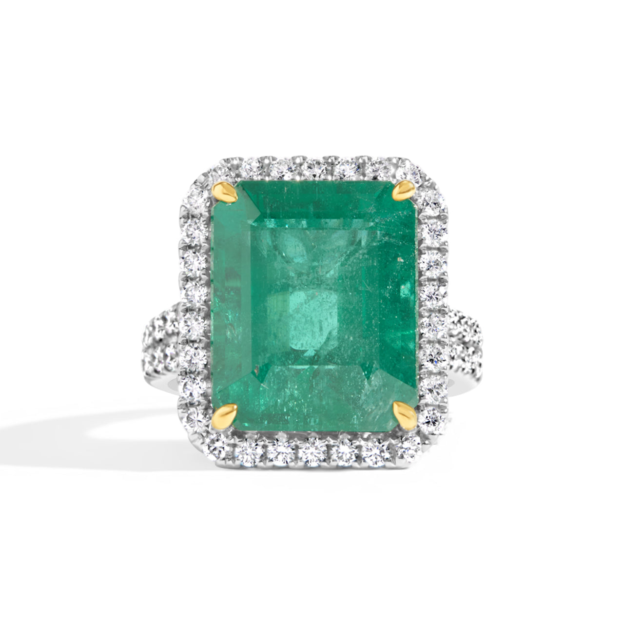 Emerald Cut Emerald & Diamond Ring