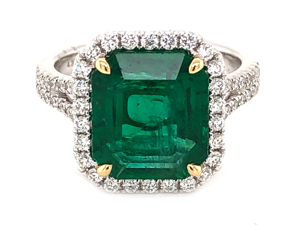 EMERALD & DIAMOND RING, GIA CERT#2203587718