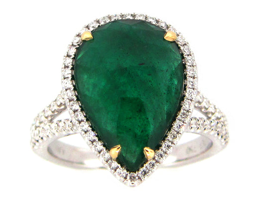 EMERALD & DIAMOND RING, 18KT (O)