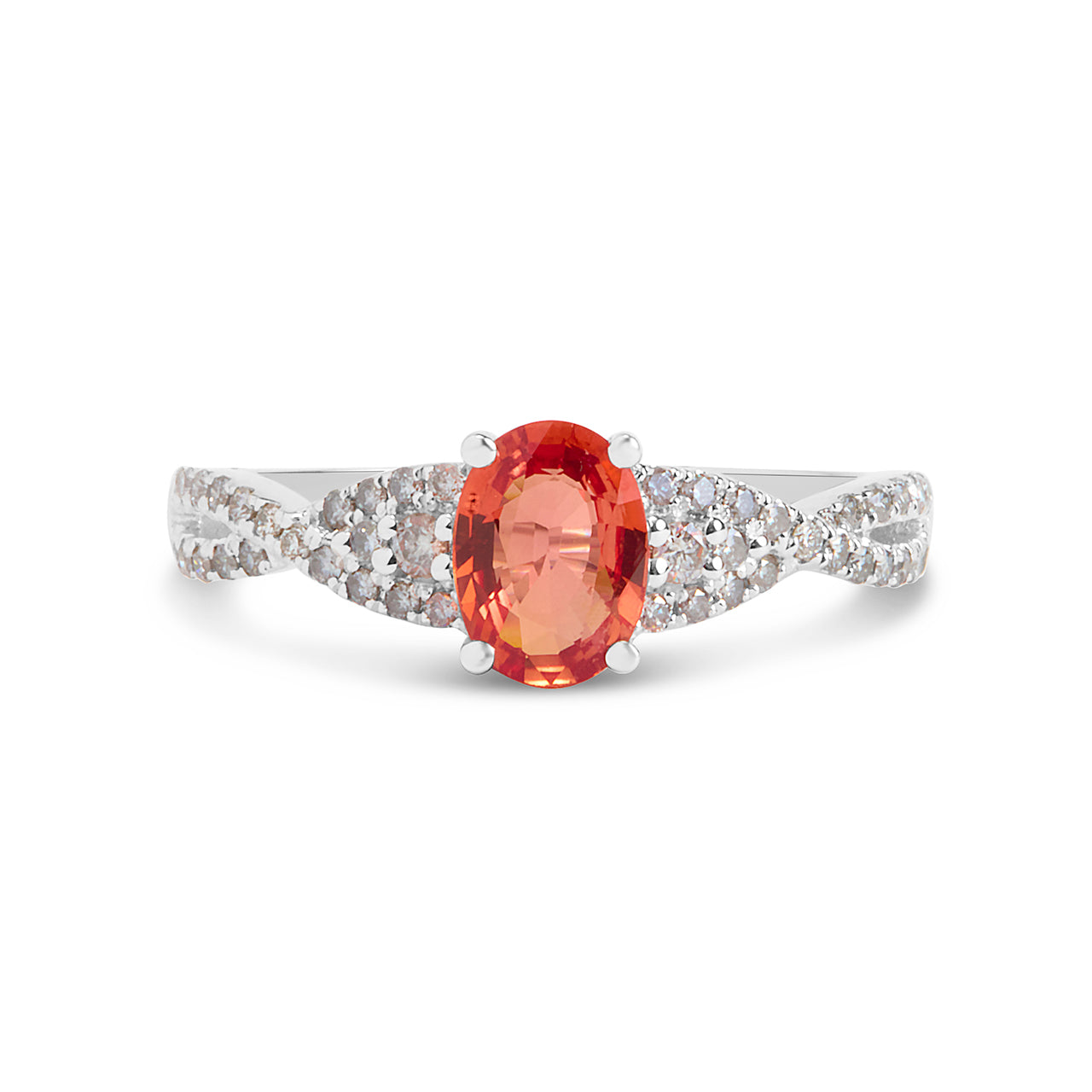 Orange Sapphire & Diamond Twist Ring