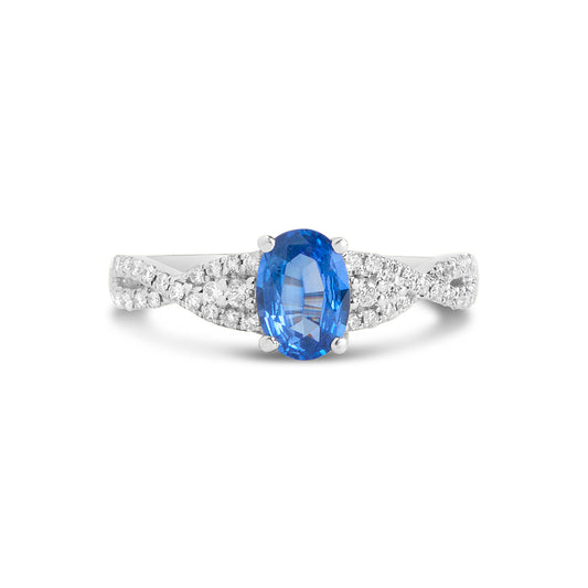 Sapphire & Diamond Twist Ring