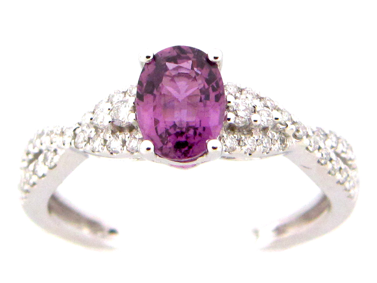 Purple Sapphire & Diamond Twist Ring
