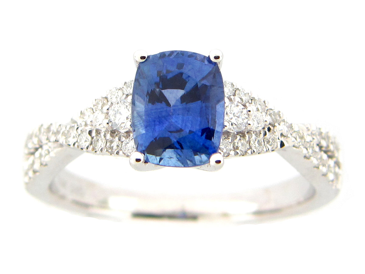 SAPPHIRE & DIAMOND RING,18KW (H)
