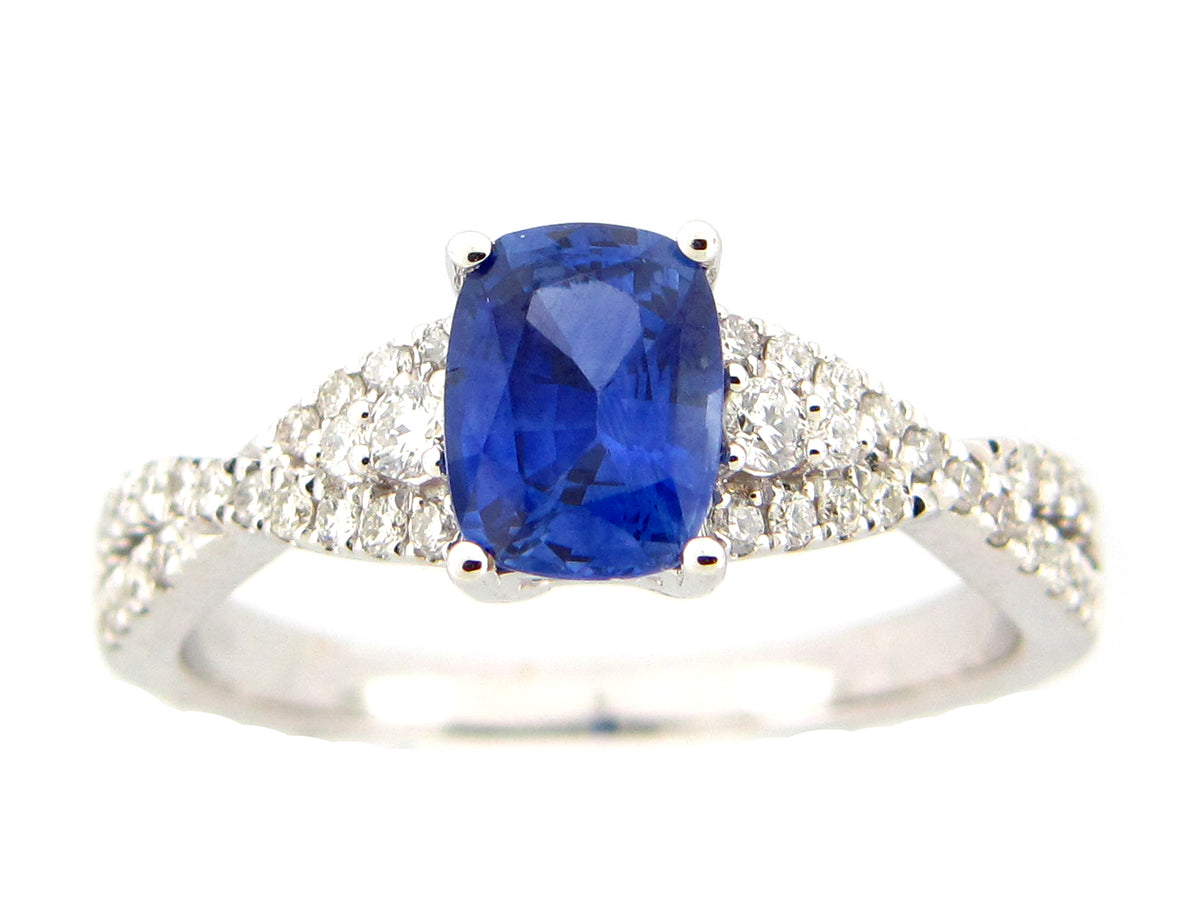 SAPPHIRE & DIAMOND RING,18KW (H)