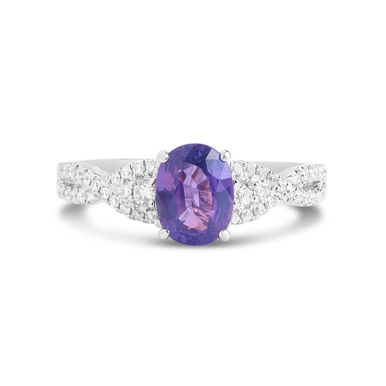 Purple Sapphire & Diamond Twist Ring