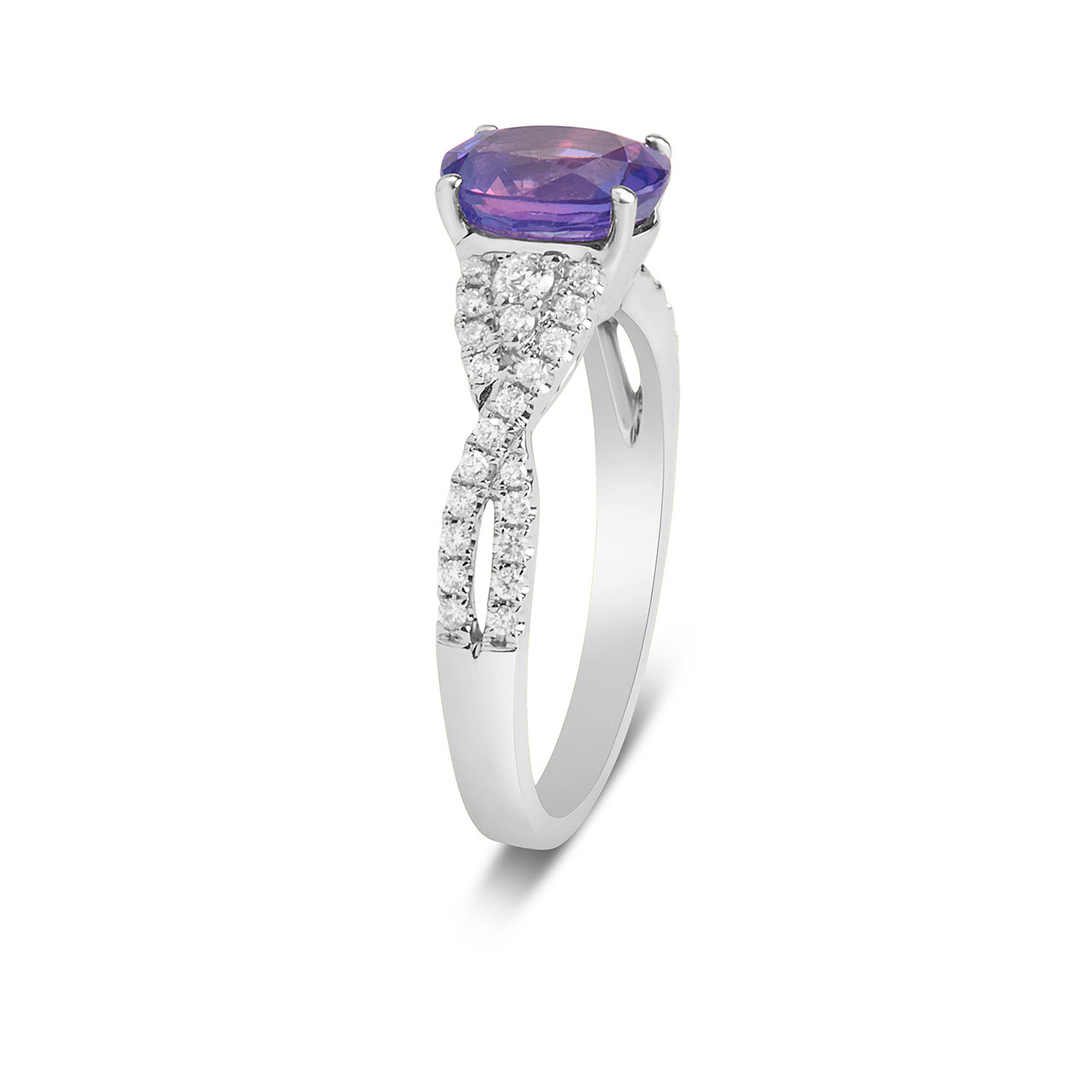 Purple Sapphire & Diamond Twist Ring