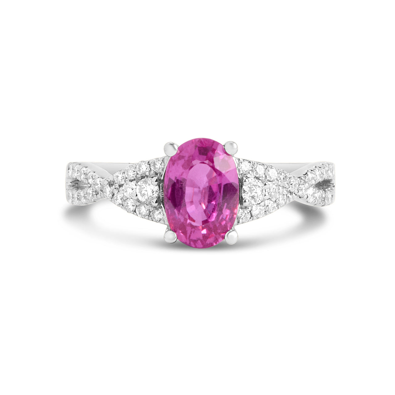 Pink Sapphire & Diamond Twist Ring