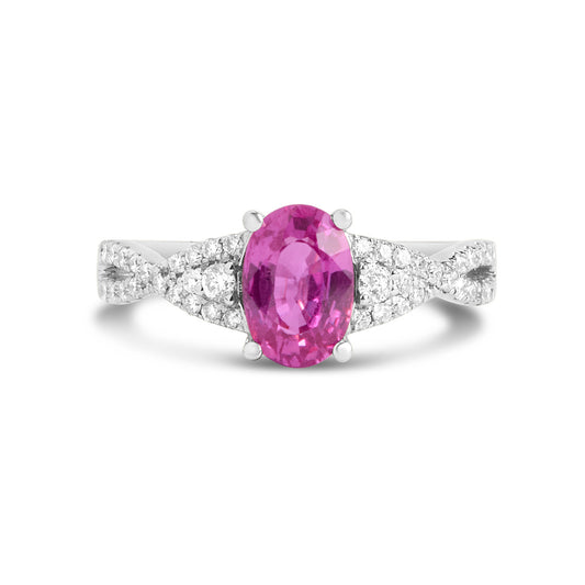 Pink Sapphire & Diamond Twist Ring