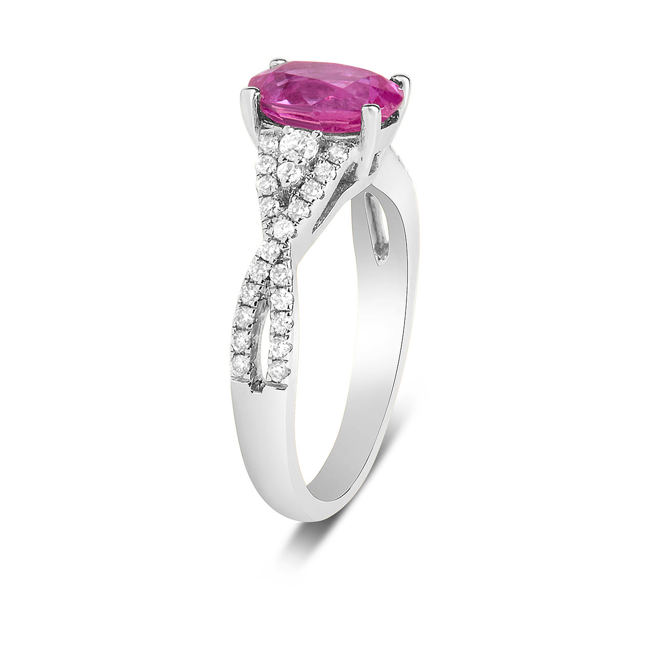 Pink Sapphire & Diamond Twist Ring