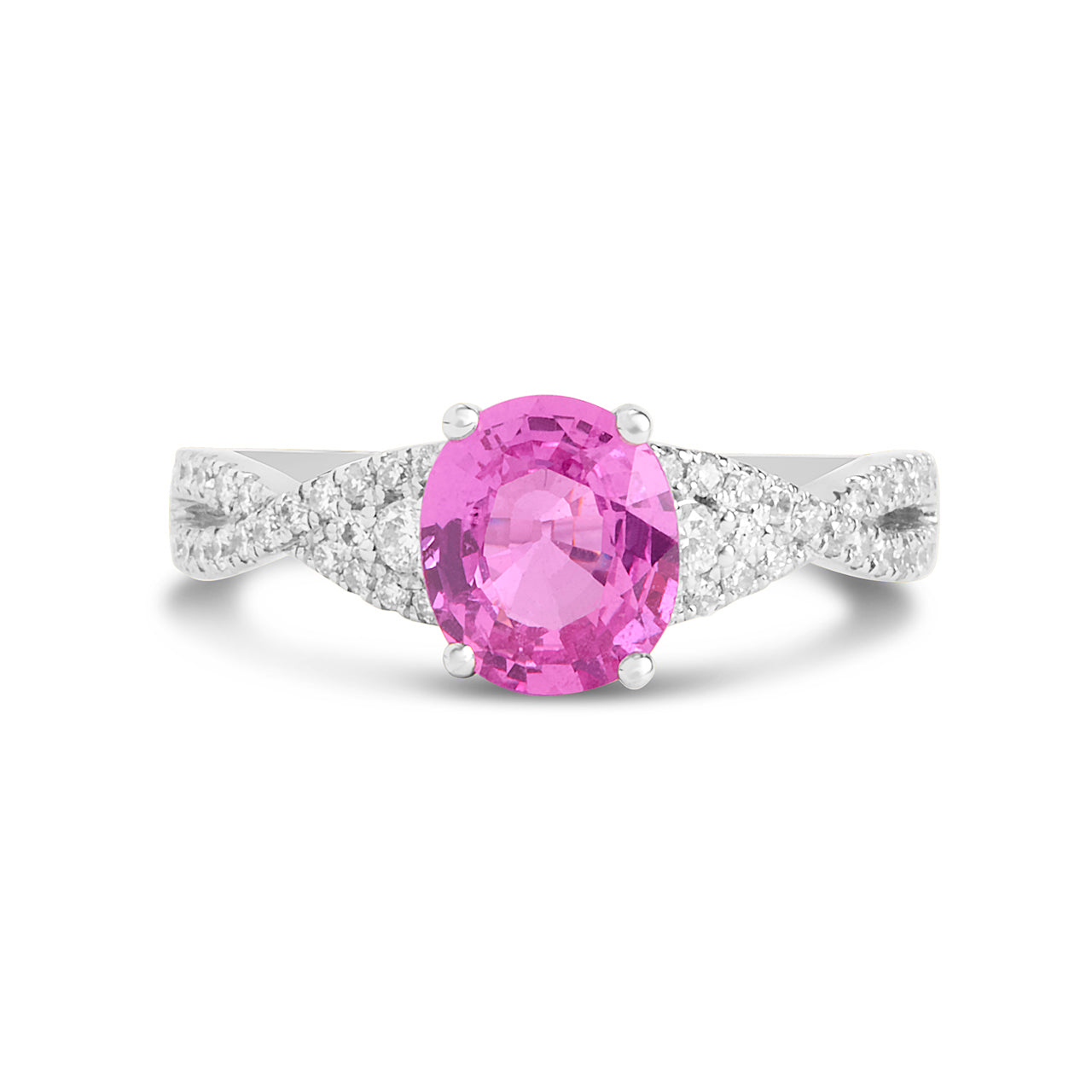 Pink Sapphire & Diamond Twist Ring