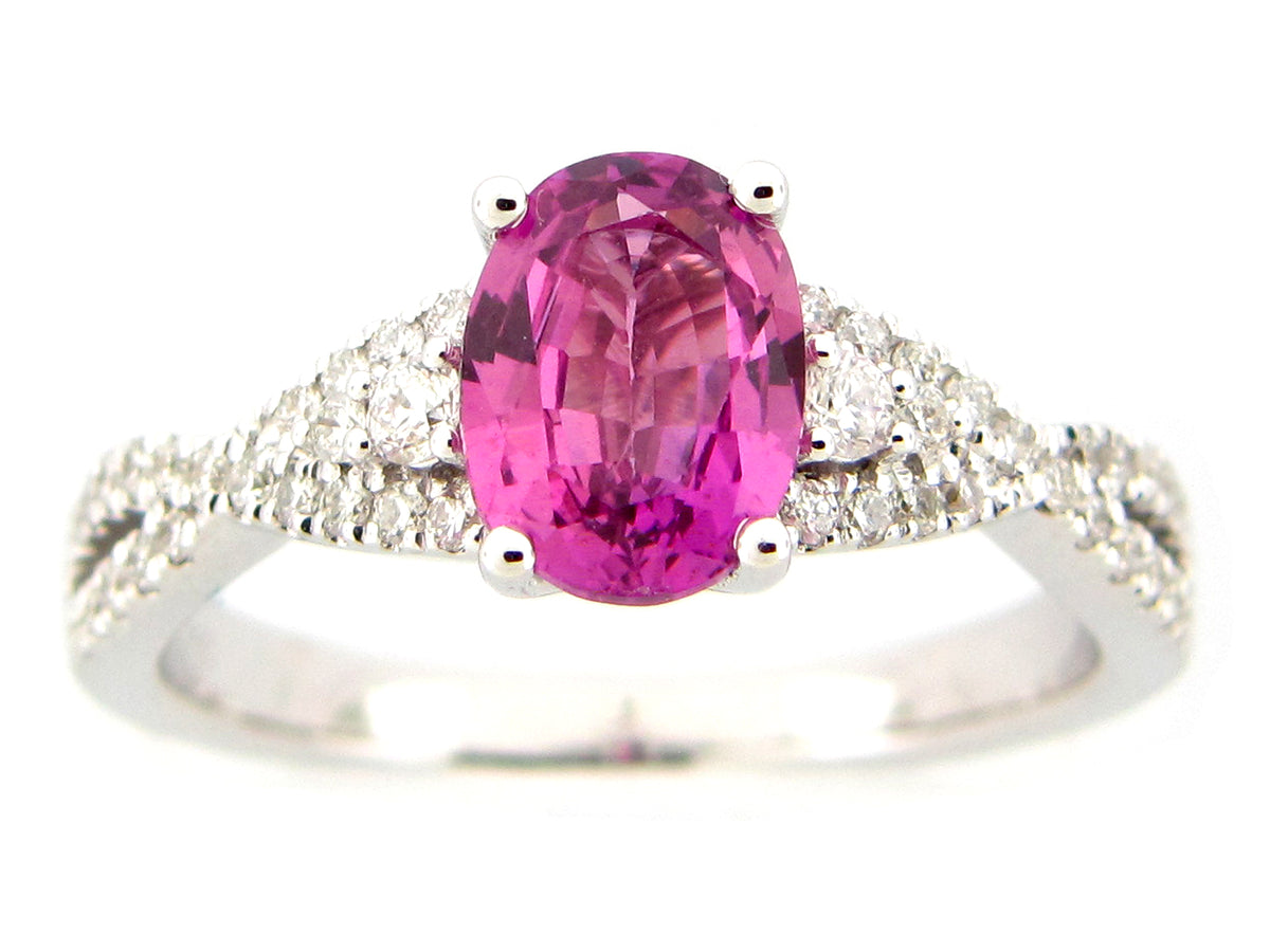 PURPLE SAPPHIRE & DIAMOND RING, 18KW (H)