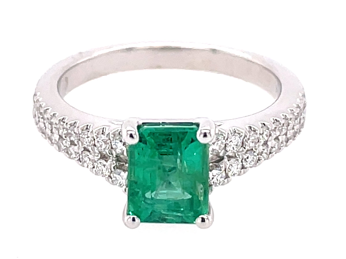 Emerald E/C Diamond Split Shank Ring