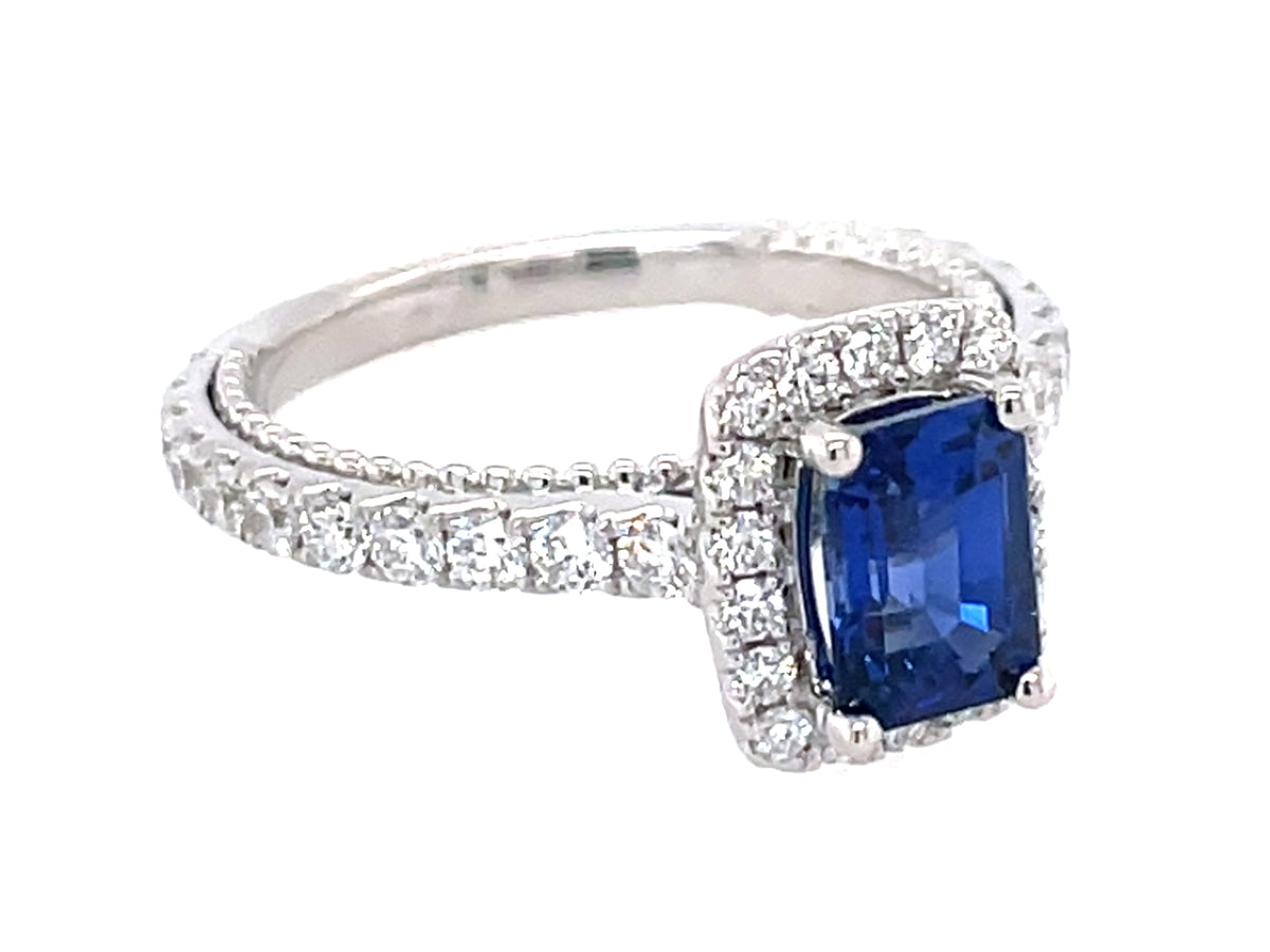 Sapphire E/C Diamond Halo Ring