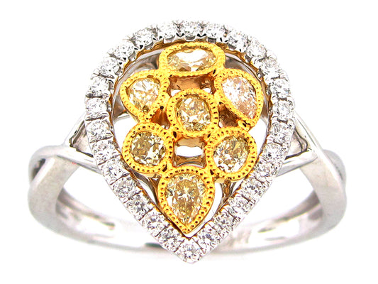 YELLOW & WHITE  DIAMOND RING, 18KT (N)