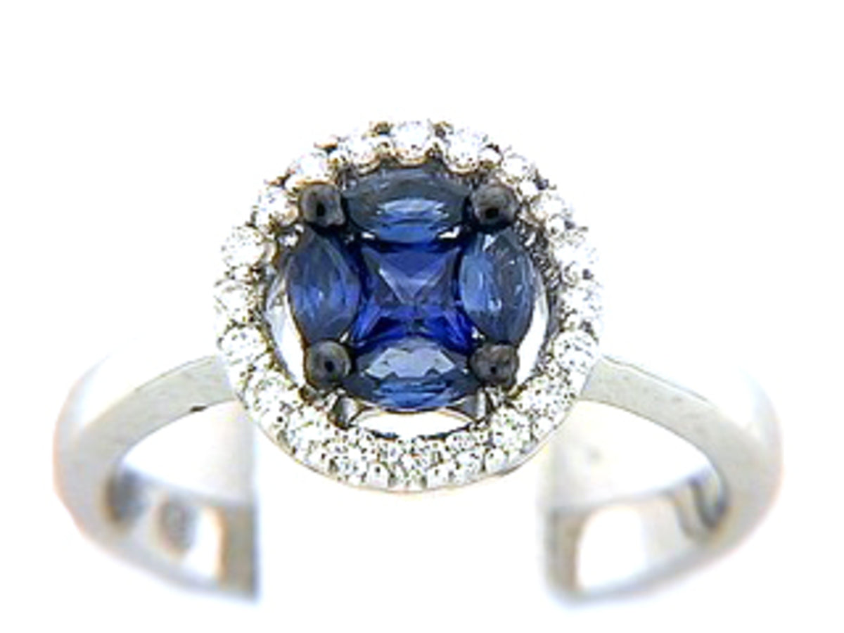 SAPPHIRE & DIAMOND RING, 18KW (E), C=0.92