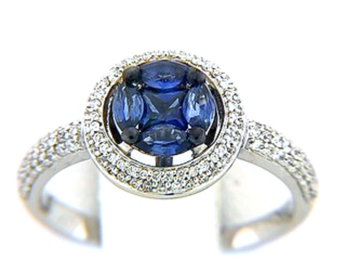 SAPPHIRE & DIAMOND RING, 18KW (E), C=0.92
