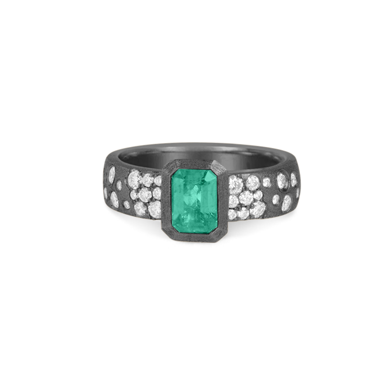 Emerald & Diamond Confetti Wide Ring