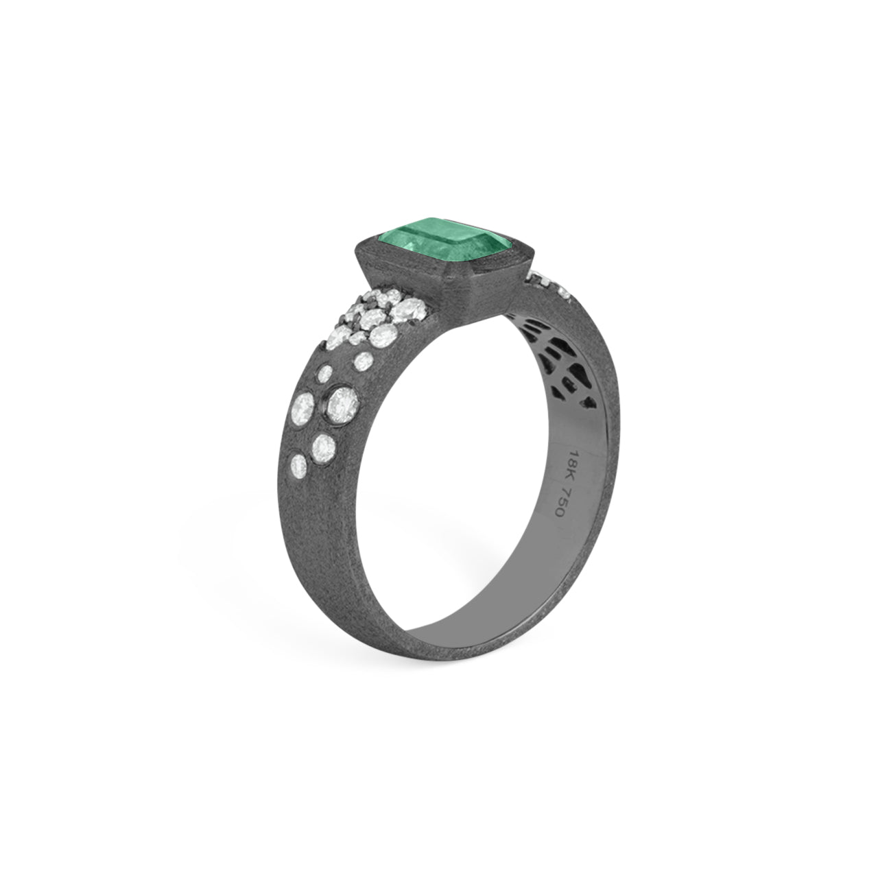 Emerald & Diamond Confetti Wide Ring