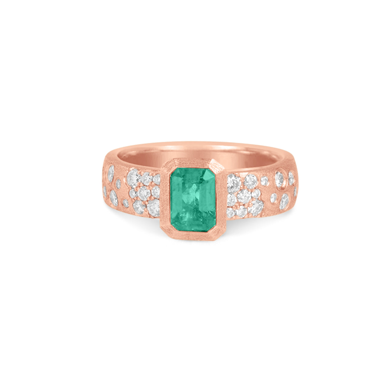 Emerald & Diamond Confetti Wide Ring