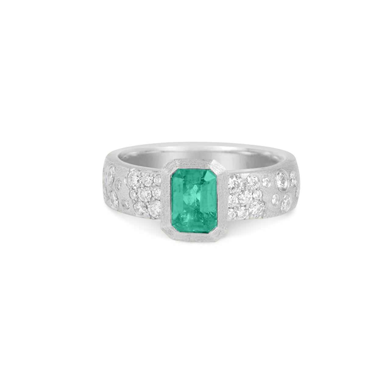Emerald & Diamond Confetti Wide Ring