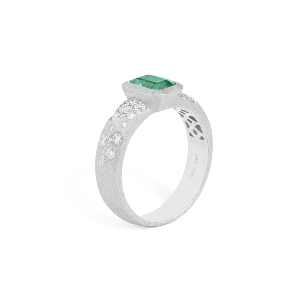 Emerald & Diamond Confetti Wide Ring