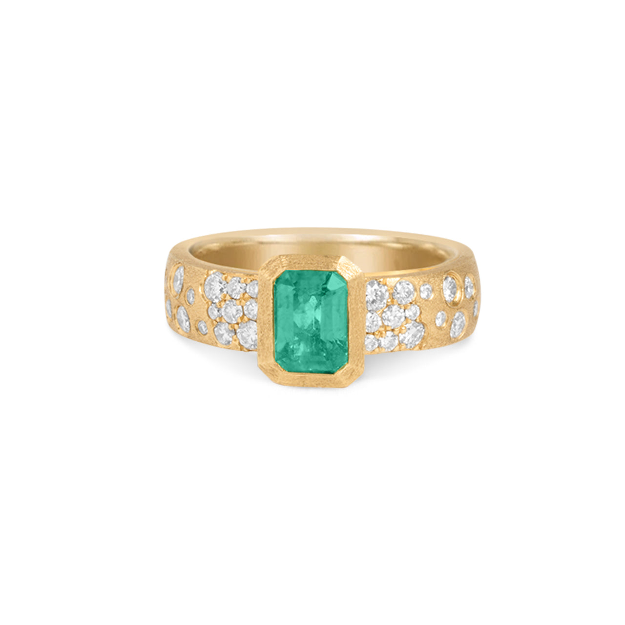 Emerald & Diamond Confetti Wide Ring