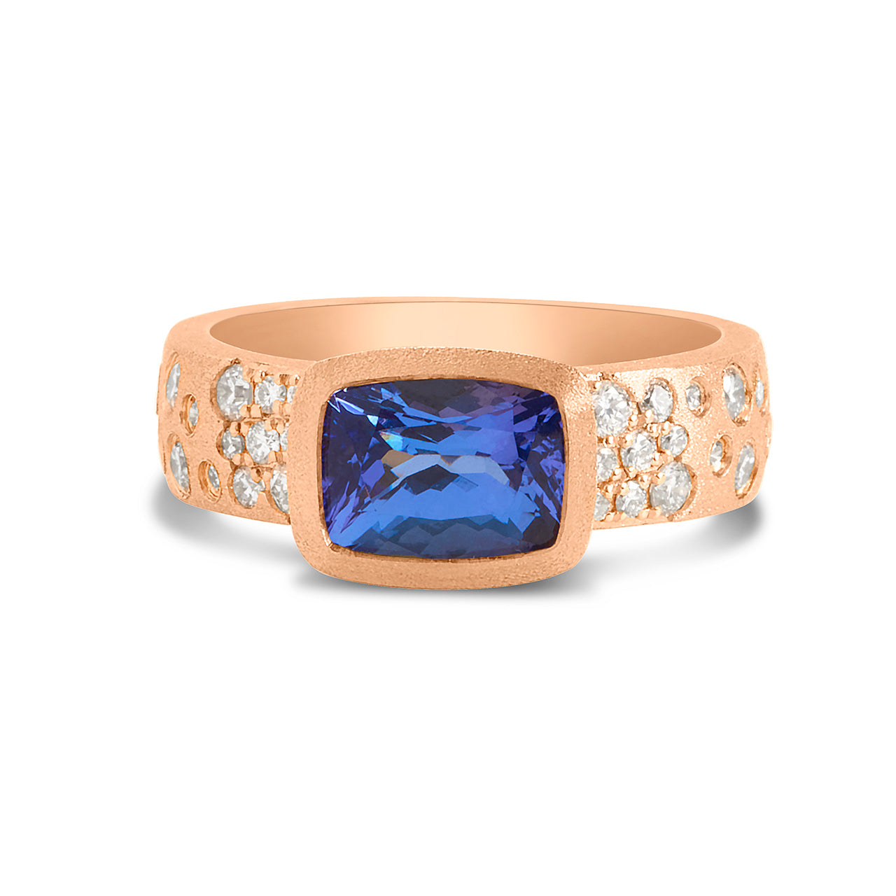 Tanzanite & Diamond Confetti East-West Wide Ring