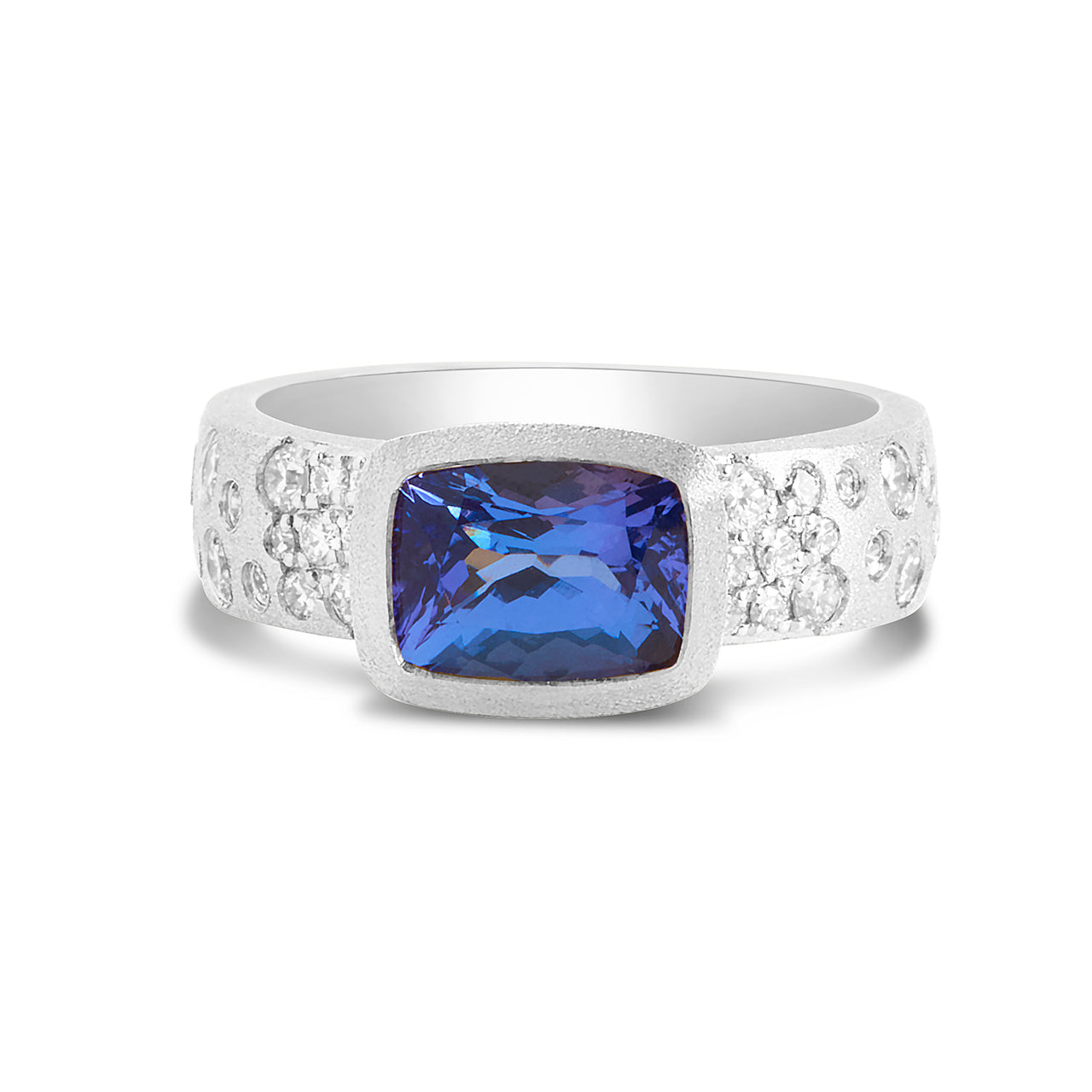 Tanzanite & Diamond Confetti East-West Wide Ring