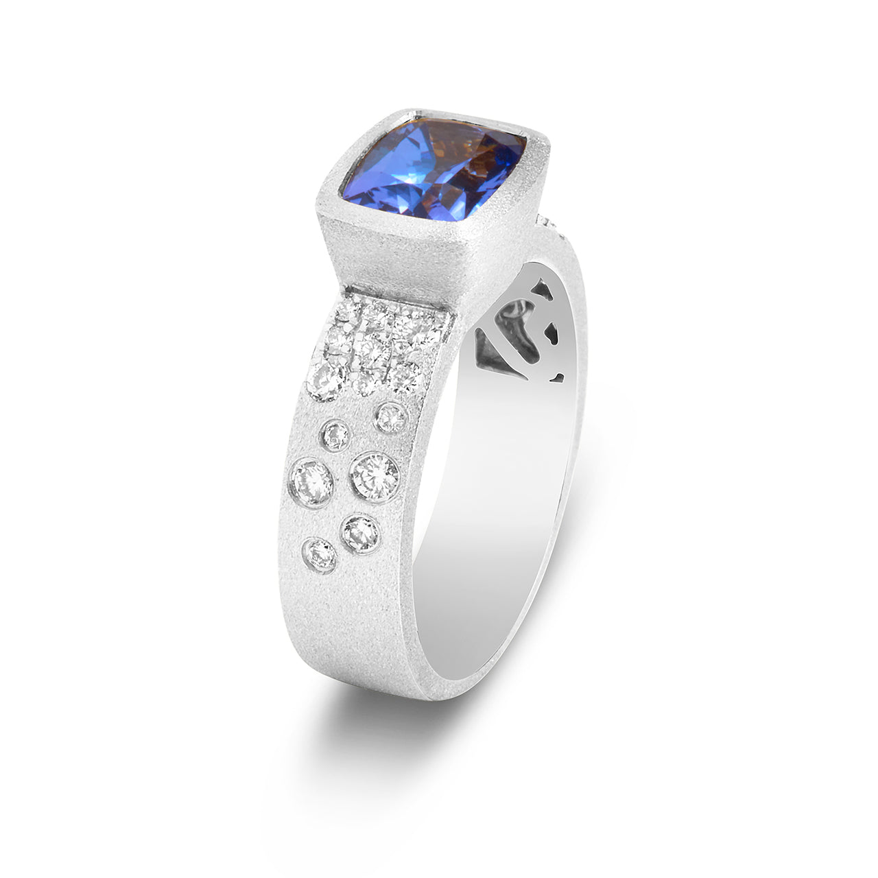 Tanzanite & Diamond Confetti East-West Wide Ring