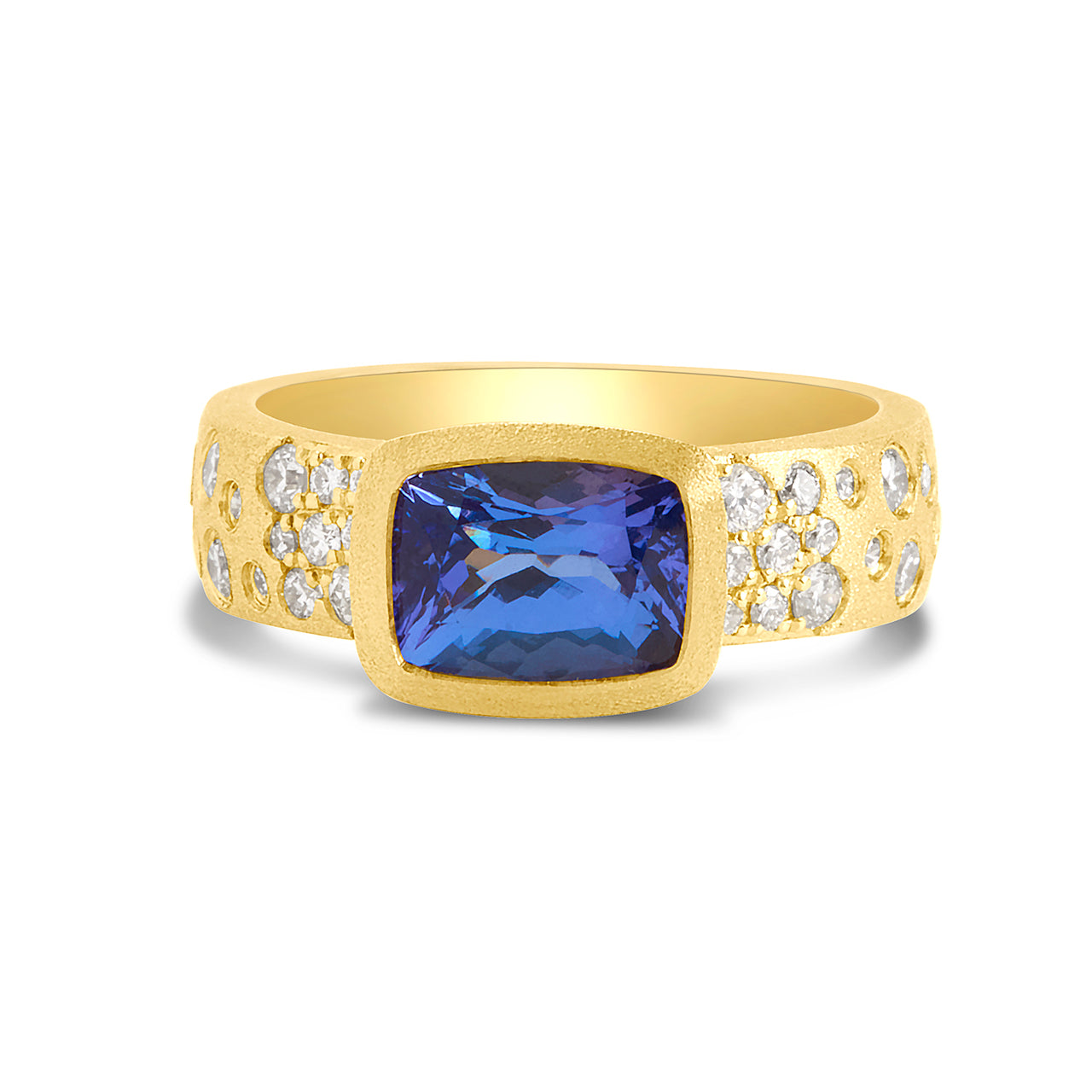 Tanzanite & Diamond Confetti East-West Wide Ring