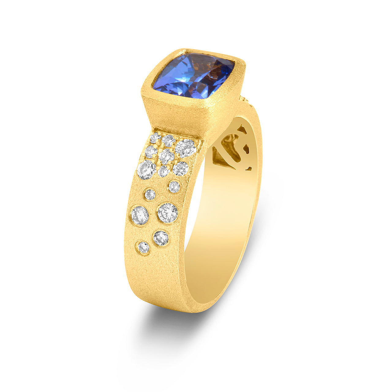 Tanzanite & Diamond Confetti East-West Wide Ring