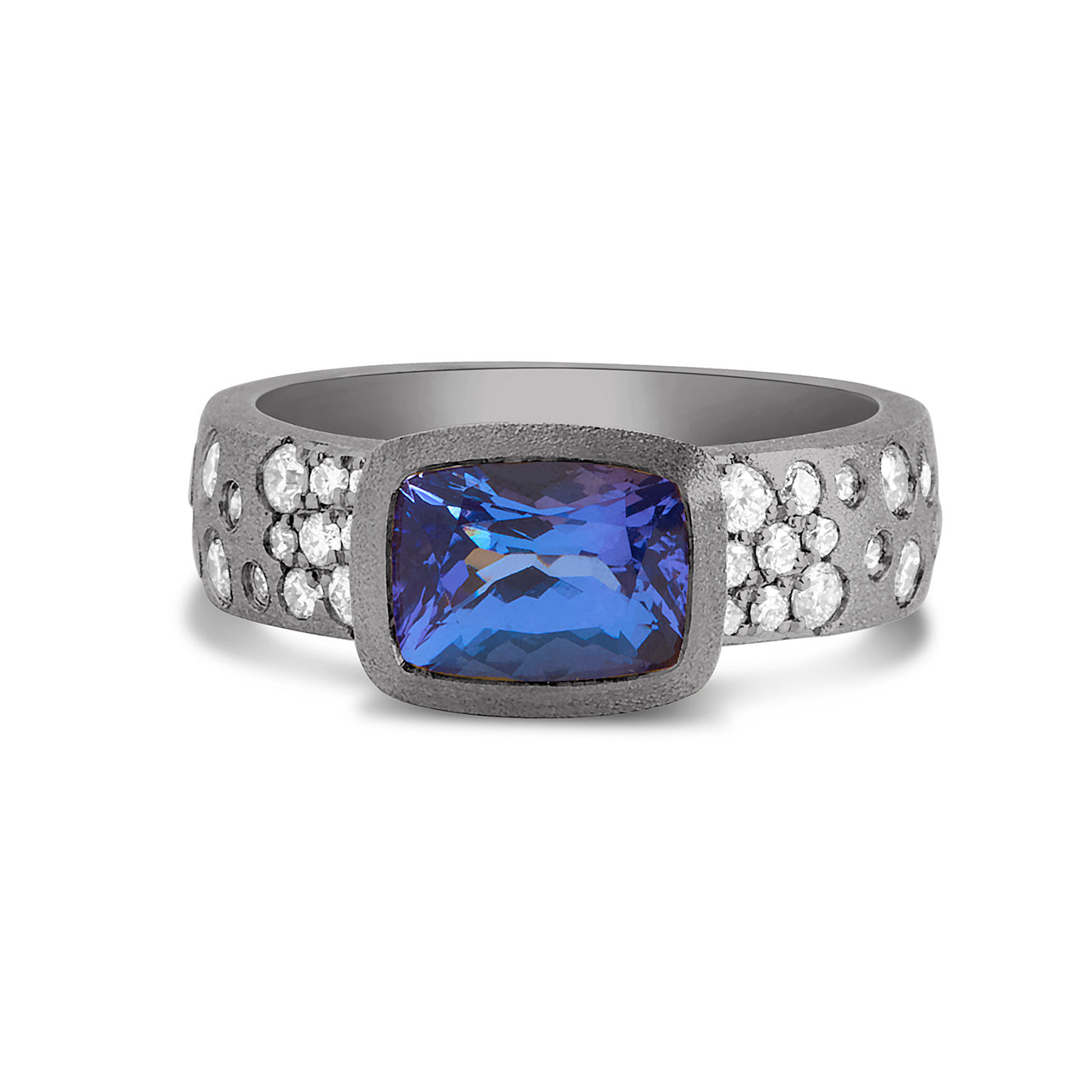 Tanzanite & Diamond Confetti East-West Wide Ring