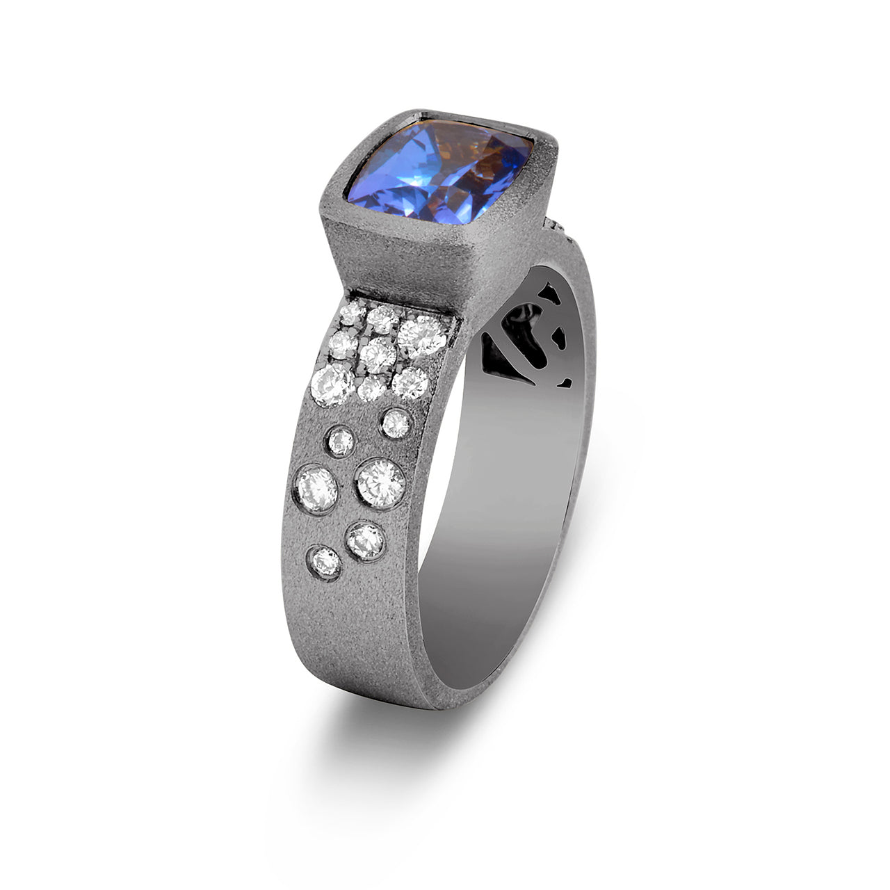 Tanzanite & Diamond Confetti East-West Wide Ring