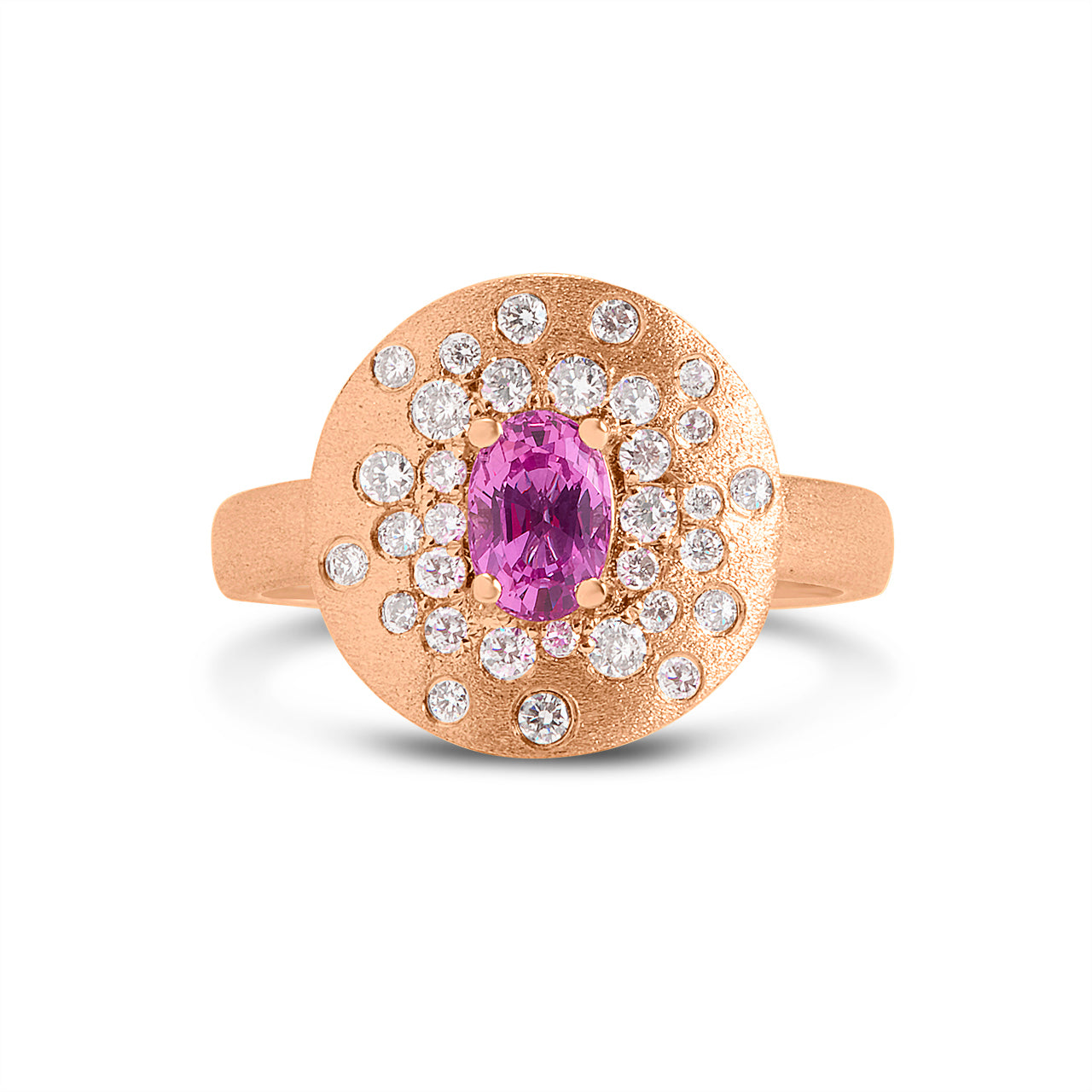 Pink Sapphire & Diamond Confetti Disc Ring