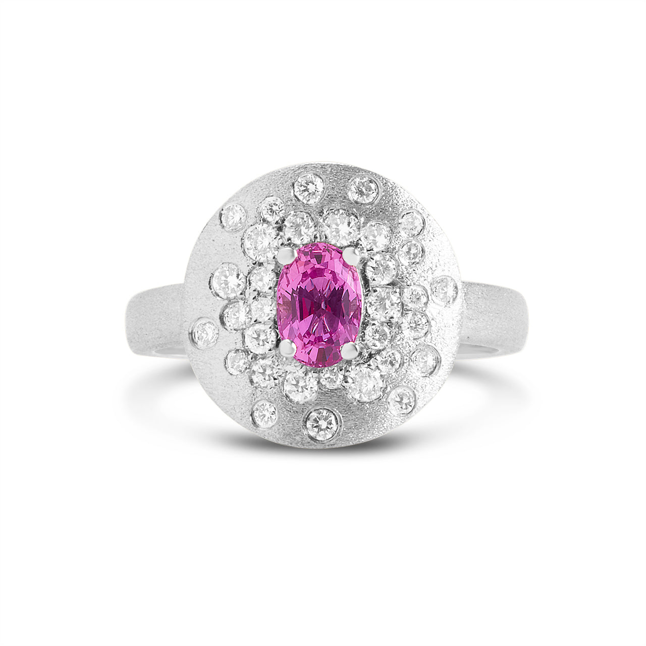 Pink Sapphire & Diamond Confetti Disc Ring