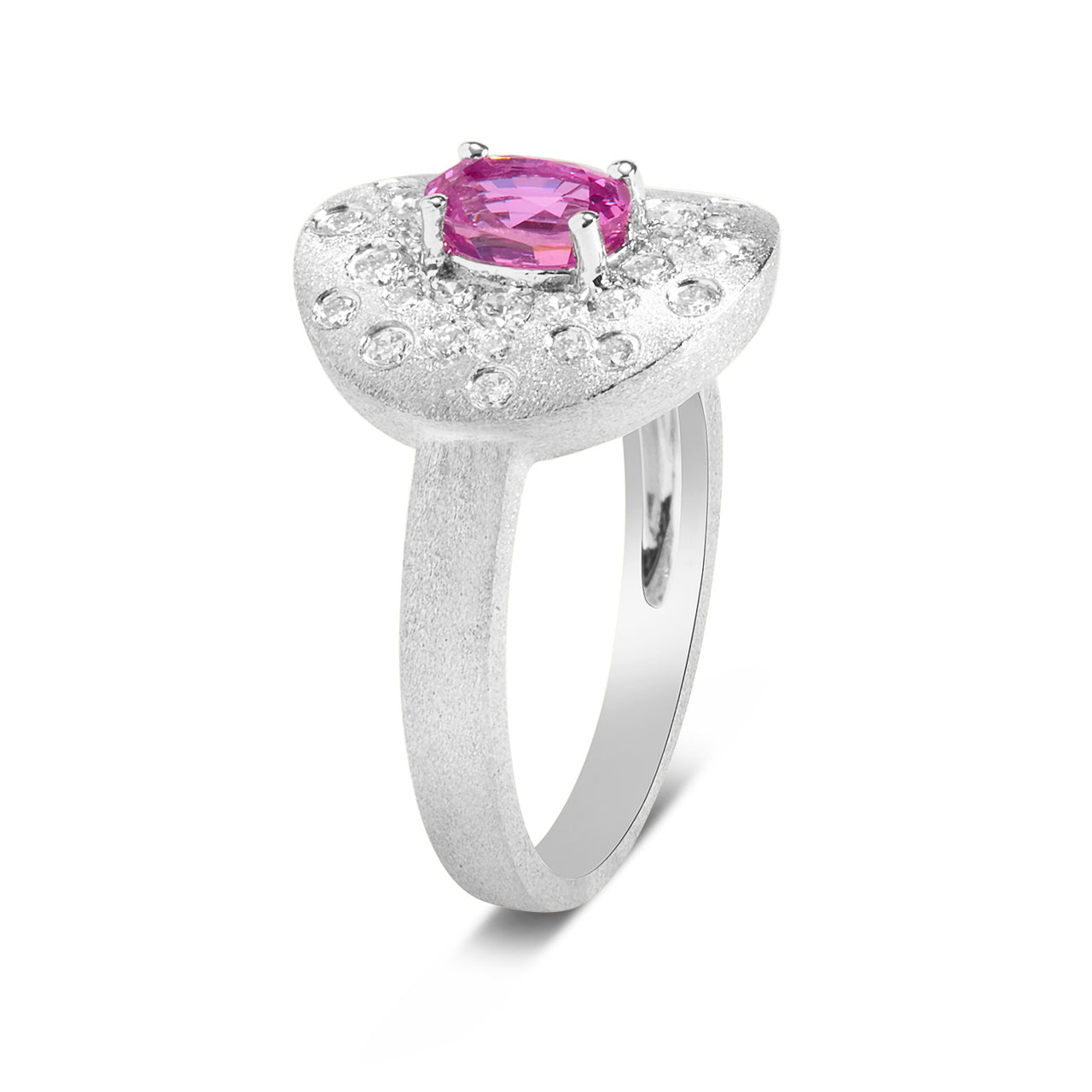 Pink Sapphire & Diamond Confetti Disc Ring