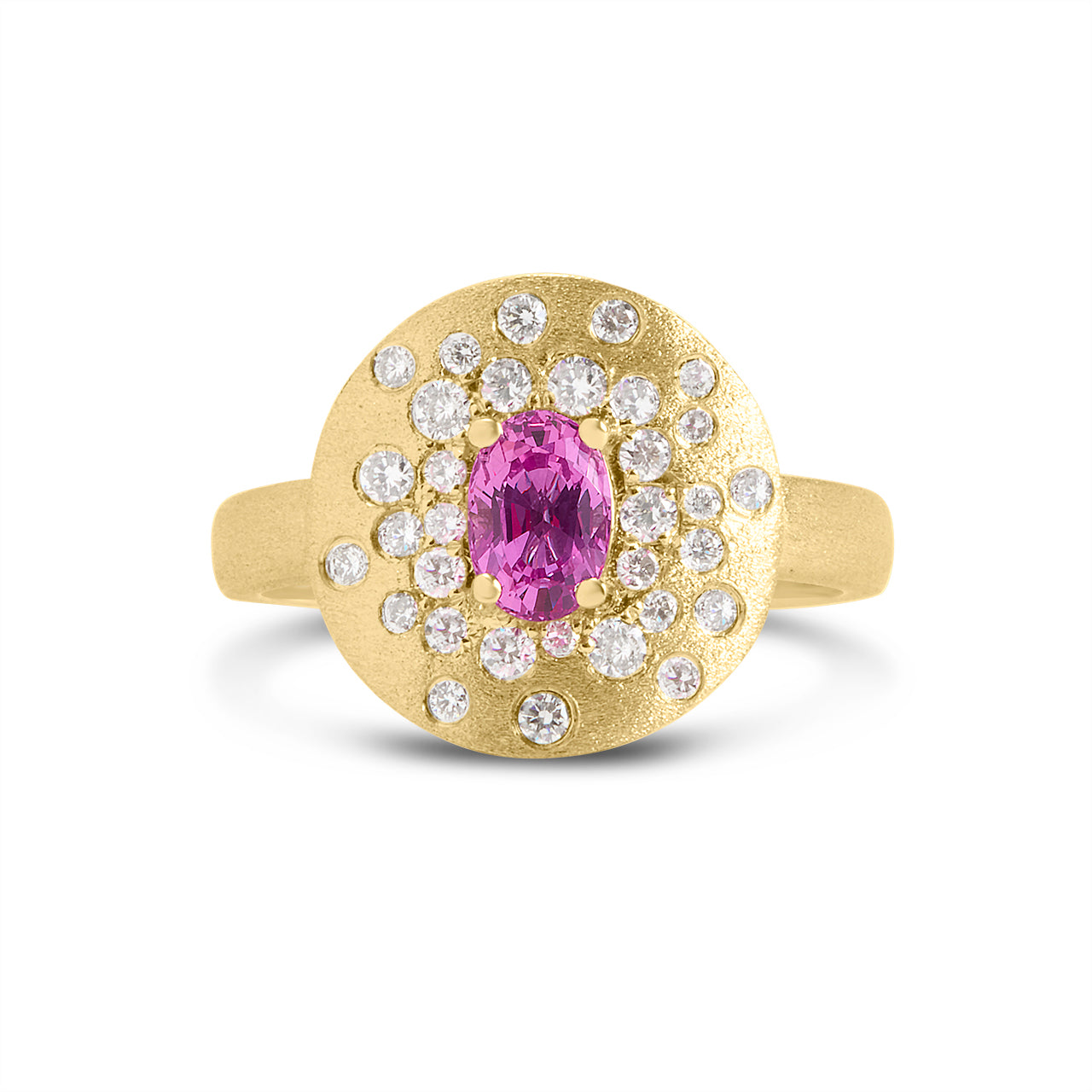 Pink Sapphire & Diamond Confetti Disc Ring